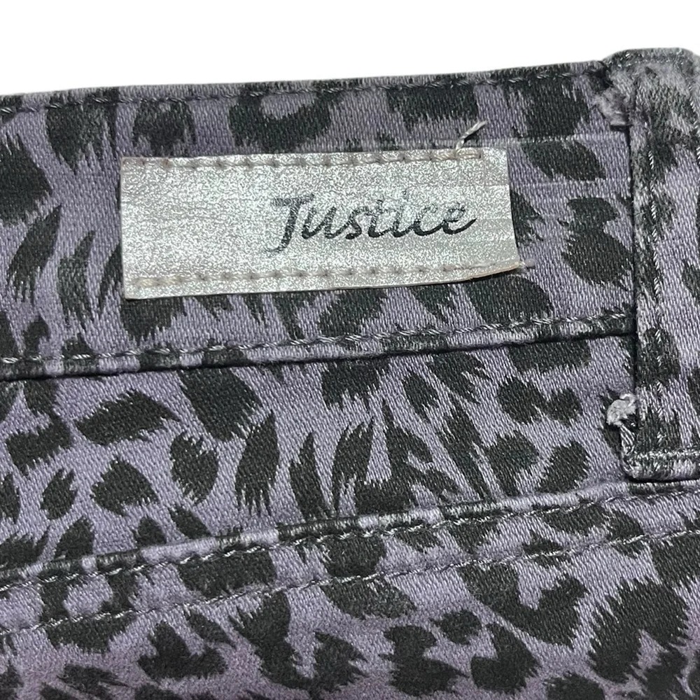 Justice Black and Gray Leopard Print Jeans